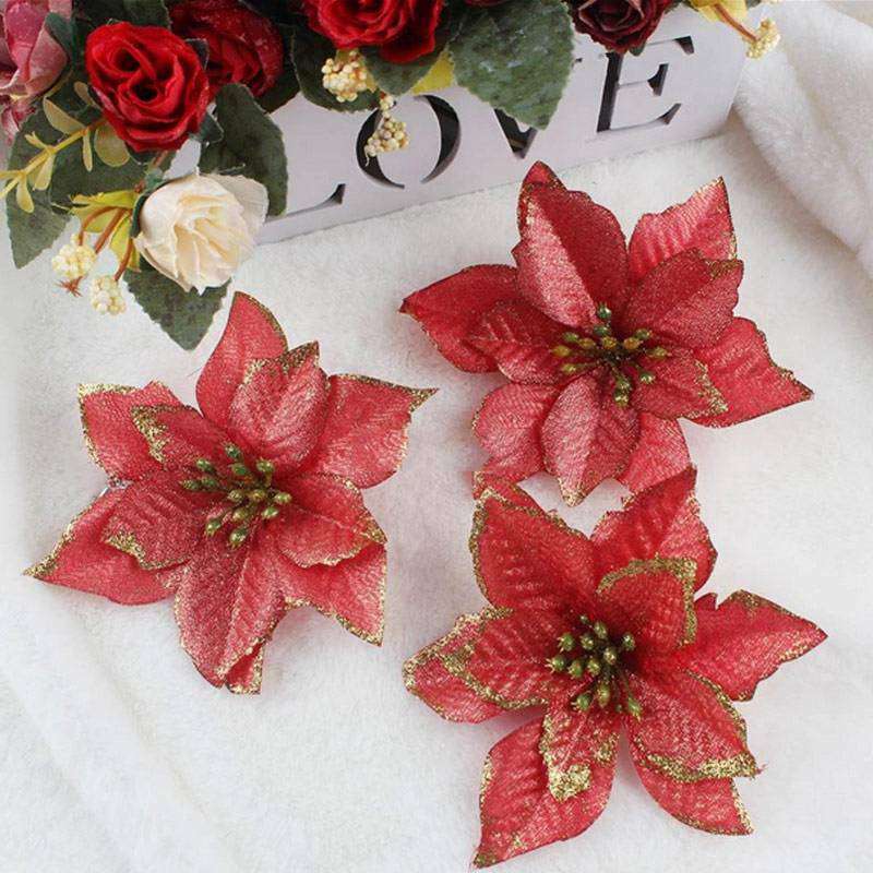 Glitter Flower Decor Poinsettia Hanging Tree Party 20/10x