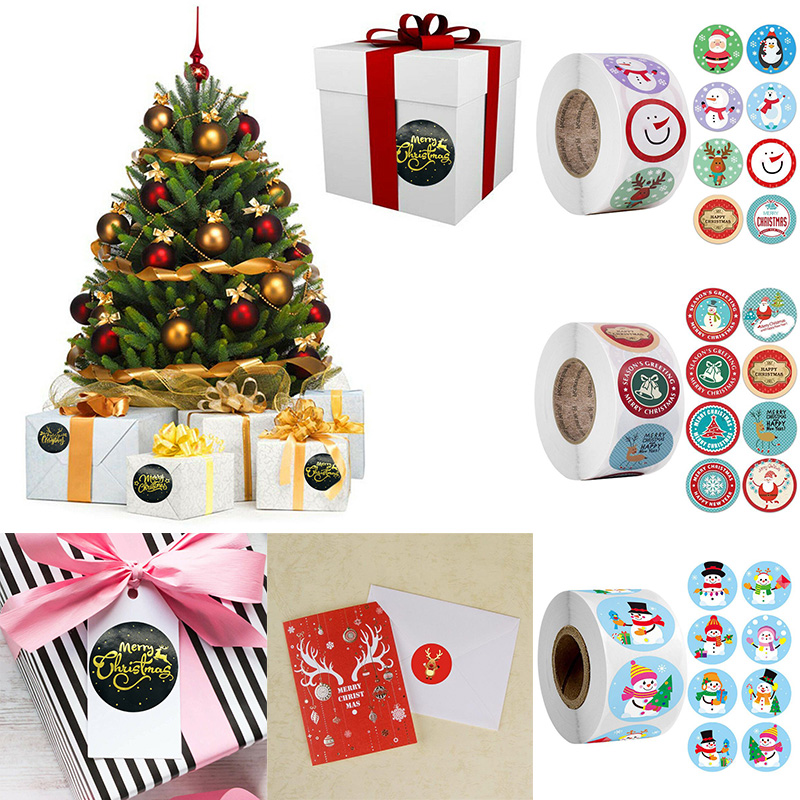 NEW Merry Christmas Thank You Stickers Labels Gift 2.5//3.8CM 500Pcs Roll Gift