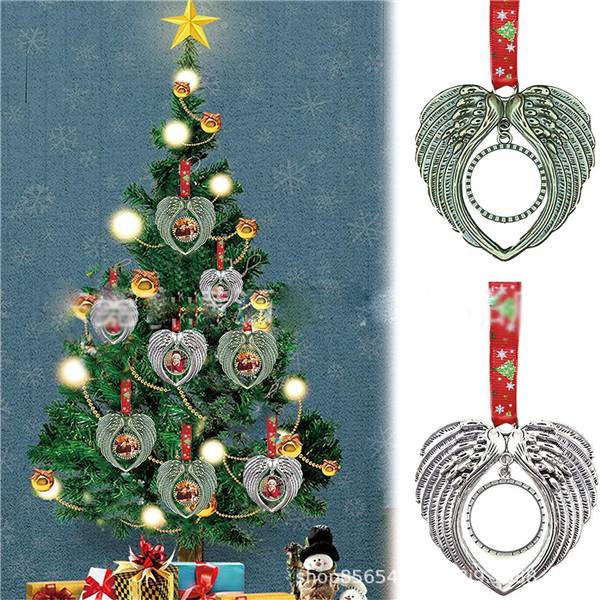 Red Glitter Hanging Angel Wings With Fur Christmas Tree Decoration Bauble