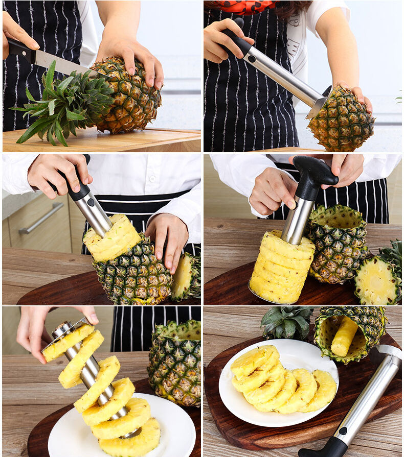Kitchen Tool 3-in-1 Fruit Stainless Pineapple  Corer Slicer Peeler Cutter Parer