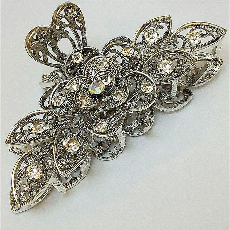 Women Alloy Rhinestone Large Fancy Hair Claw Jaw Clips Pins Hair