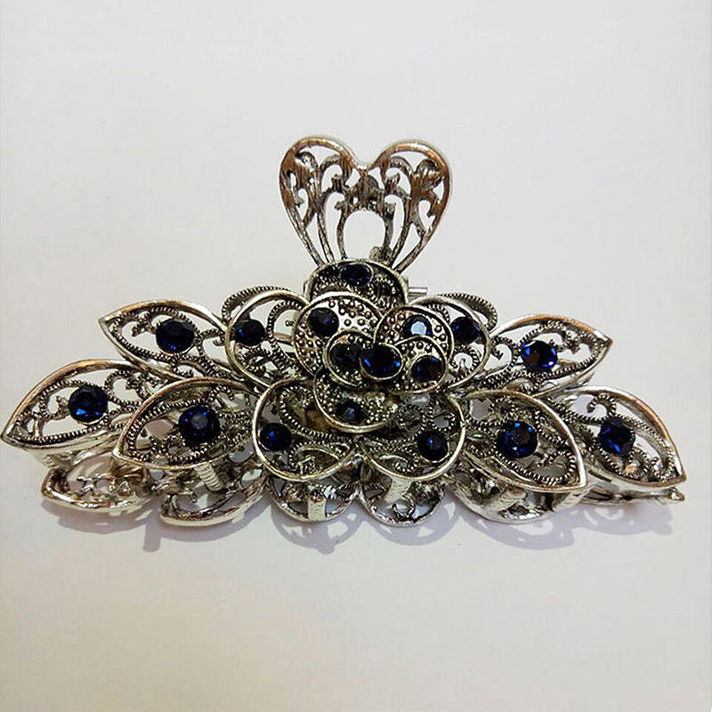 Women Alloy Rhinestone Large Fancy Hair Claw Jaw Clips Pins Hair