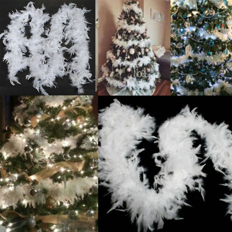 5PC 2M Christmas Tree White Feather Boa Decor Ribbon Home Party Garland