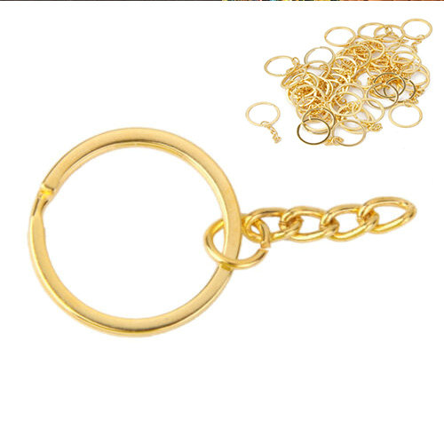 Gold Split Rings Loop Chain Key Ring 25mm With Findings Craft 50pcs