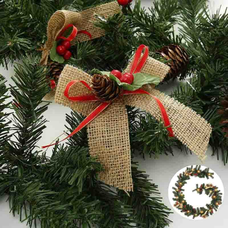 Gold, 4pcs 6Ft/1.8M Christmas Garland Xmas Garlands 9ft With Red Baubles Flowers for Fireplace Festive Stairs Xmas Tree Decoration Wreath 