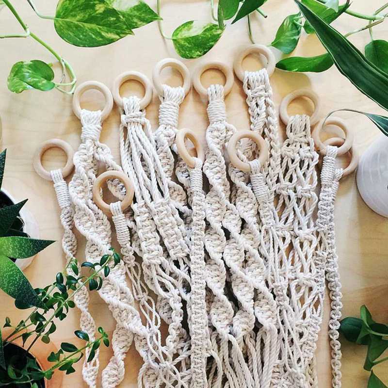 DIY Macrame Natural Wooden Round Rings Wood ring Beads Jewellery