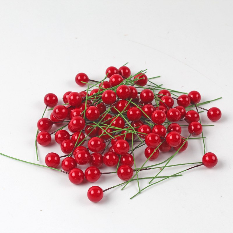 Holly Berry 100pcs Artificial Fake Fruits Decor Pick Craft Christmas ...