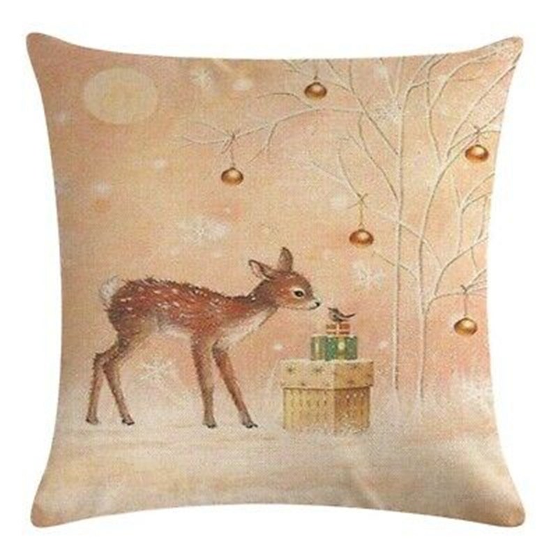 Christmas Pillow Cases Sofa Bed Home Decor Deer Dog Rabbit Cushion Cover Gifts